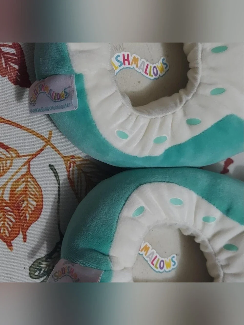 Squishmallows Kids Plush Penguin Slippers - Teal & White